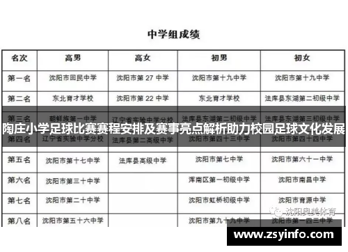 陶庄小学足球比赛赛程安排及赛事亮点解析助力校园足球文化发展