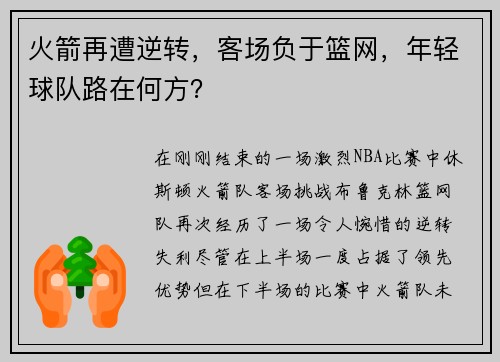 火箭再遭逆转，客场负于篮网，年轻球队路在何方？