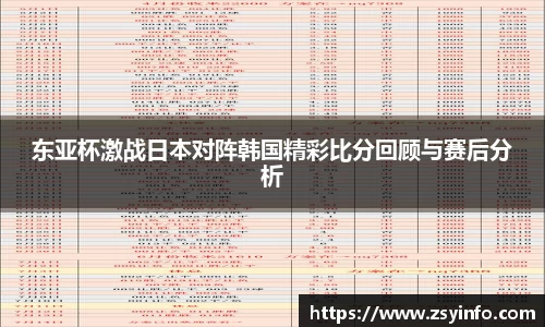 东亚杯激战日本对阵韩国精彩比分回顾与赛后分析